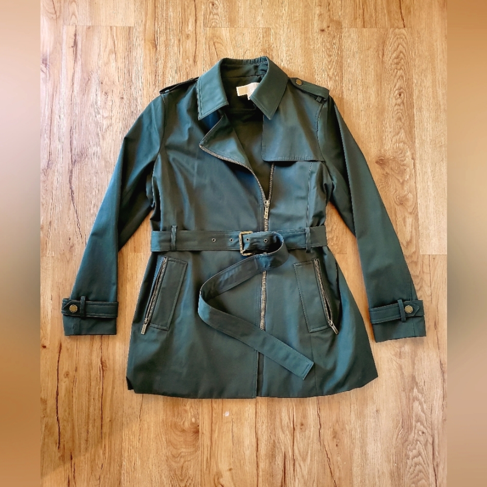 MICHAEL KORS BELTED TRENCH COAT WOMENS LARGE LIKE BRAND NEW